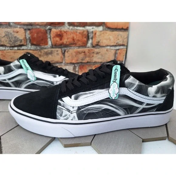 Men Sz 12 Vans Old School Comfy Cush Black White Swirl Sneakers CC After Dark - Picture 3 of 11